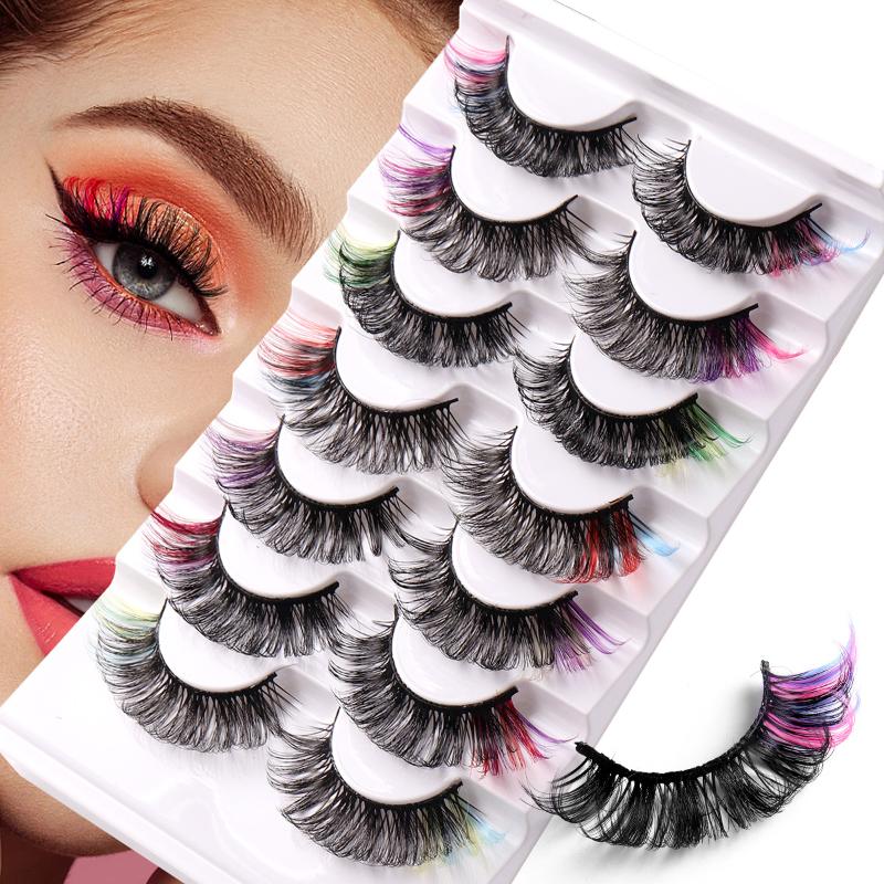 7 Pairs Colorful False Eyelash - Lashes Eyelash Extension avaliação e preço